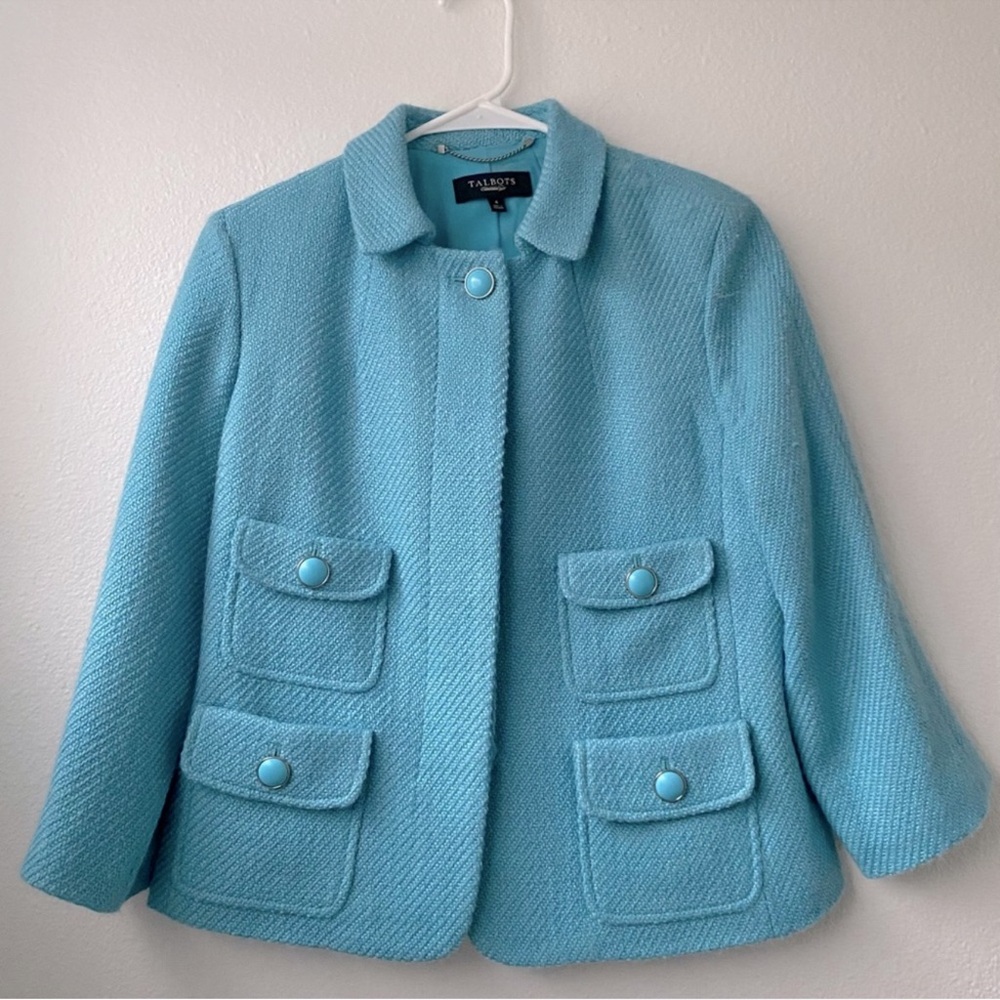 Talbots Women's Light Blue Textured Blazer
